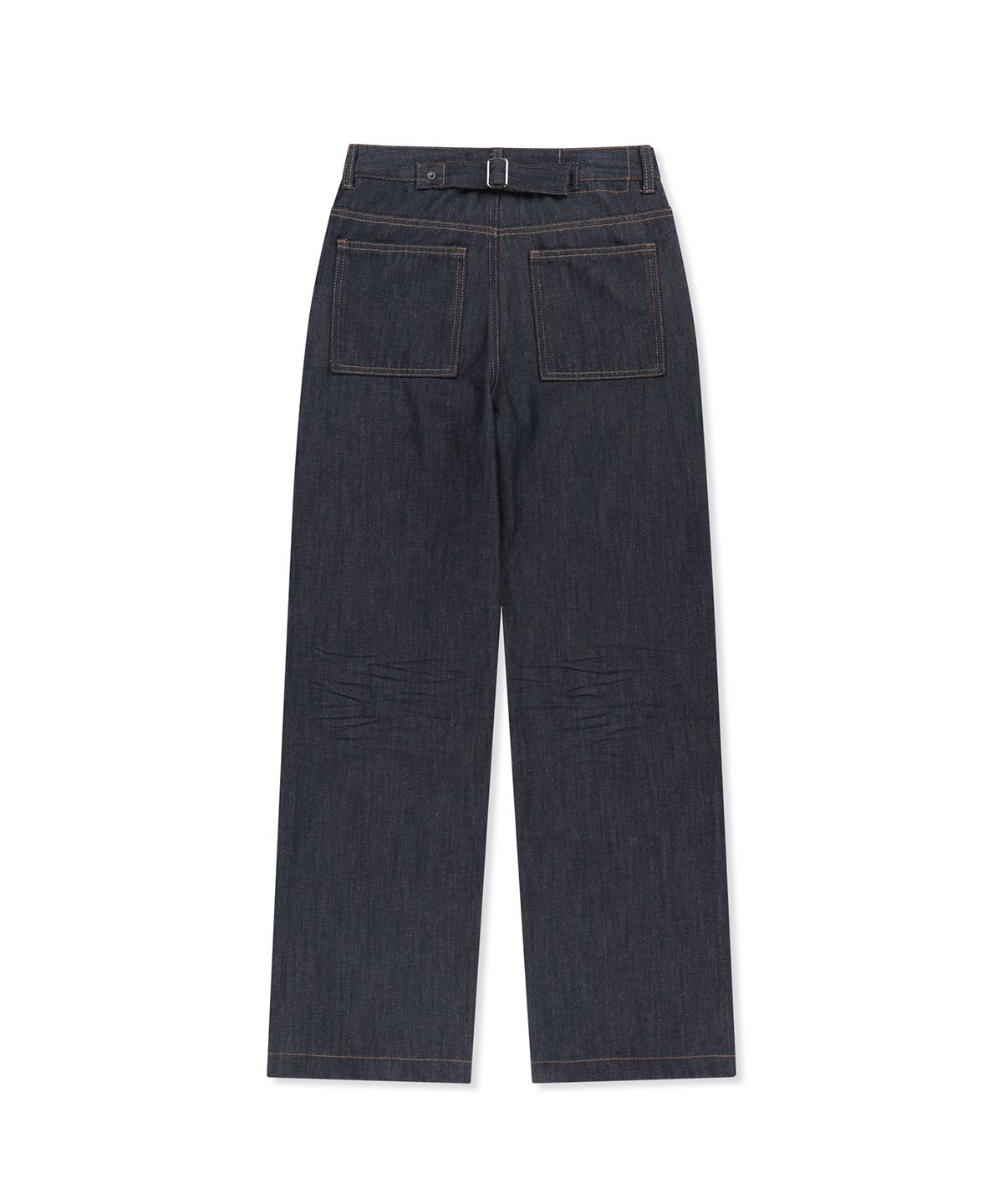 마뗑킴(MATIN KIM) SKIRT OVERLAY DENIM PANTS IN DARK NAVY