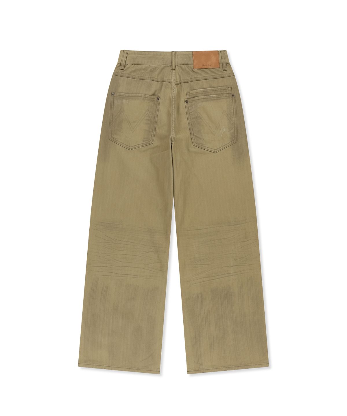 마뗑킴(MATIN KIM) DISTRESSED HERRINGBONE WIDE PANTS IN BEIGE