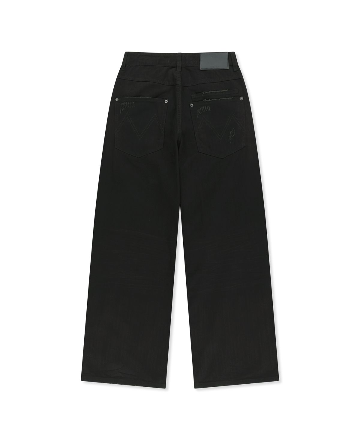 마뗑킴(MATIN KIM) DISTRESSED HERRINGBONE WIDE PANTS IN BLACK