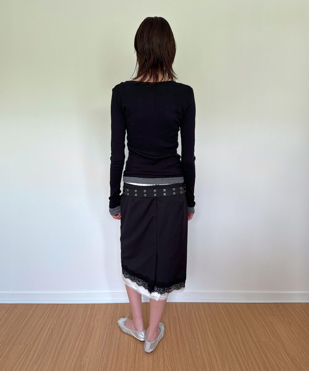 다이애그널(DIAGONAL) LAYERED HENLEY TEE (black)