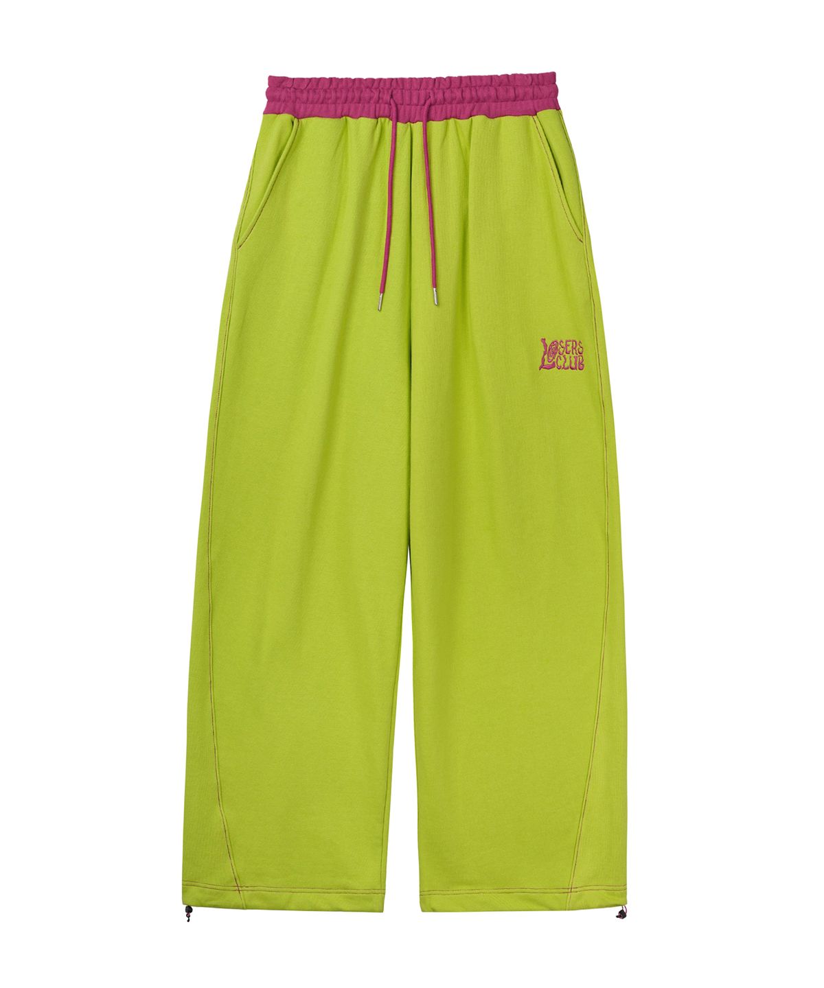 루저스클럽(LOSERS CLUB) 커브드 컬러 스티치 와이드 스웻 팬츠 라임