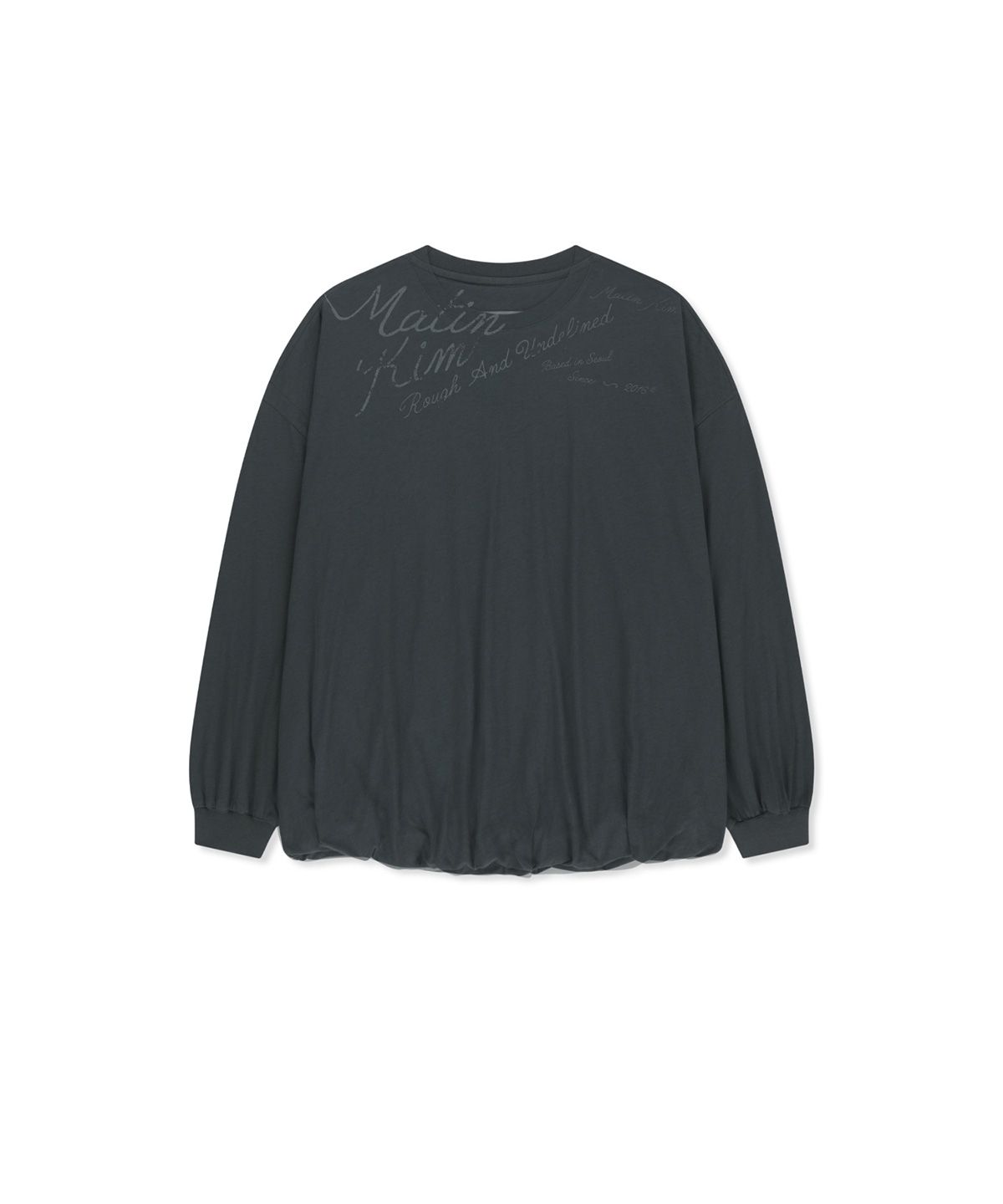 마뗑킴(MATIN KIM) BLOUSON HEM OVERFIT TOP IN CHARCOAL
