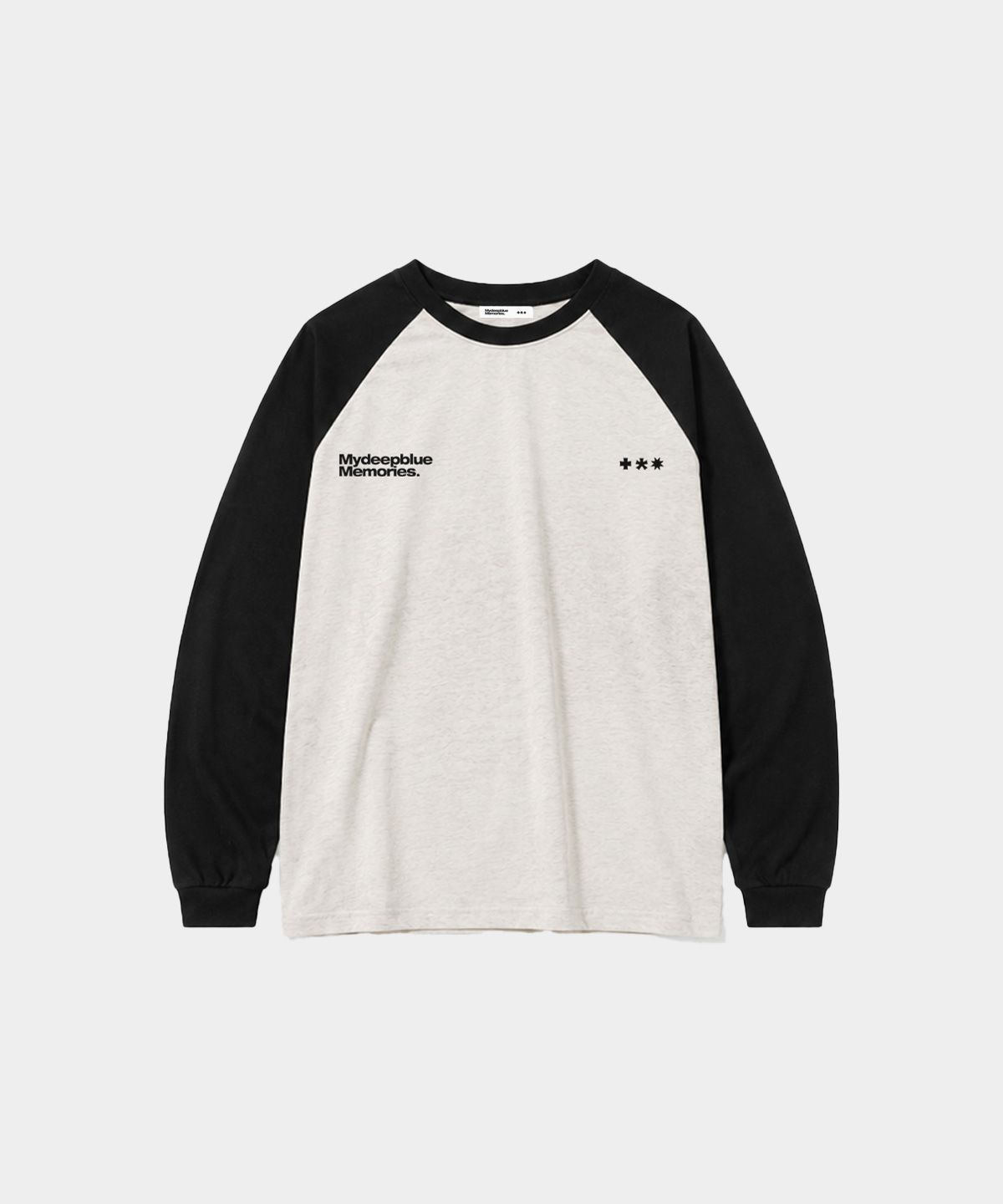 마이딥블루메모리즈(MY DEEP BLUE MEMORIES) Mm Symbol Logo Raglan Tee (WHITE/BLACK)