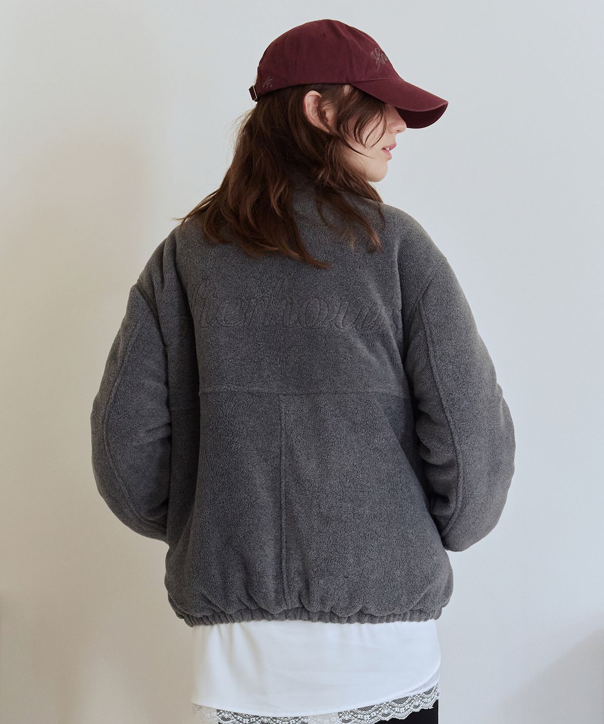 애프터아워즈(AFTERHOURS) REVERSIBLE PADDED JUMPER (PLUM-CHARCOAL)