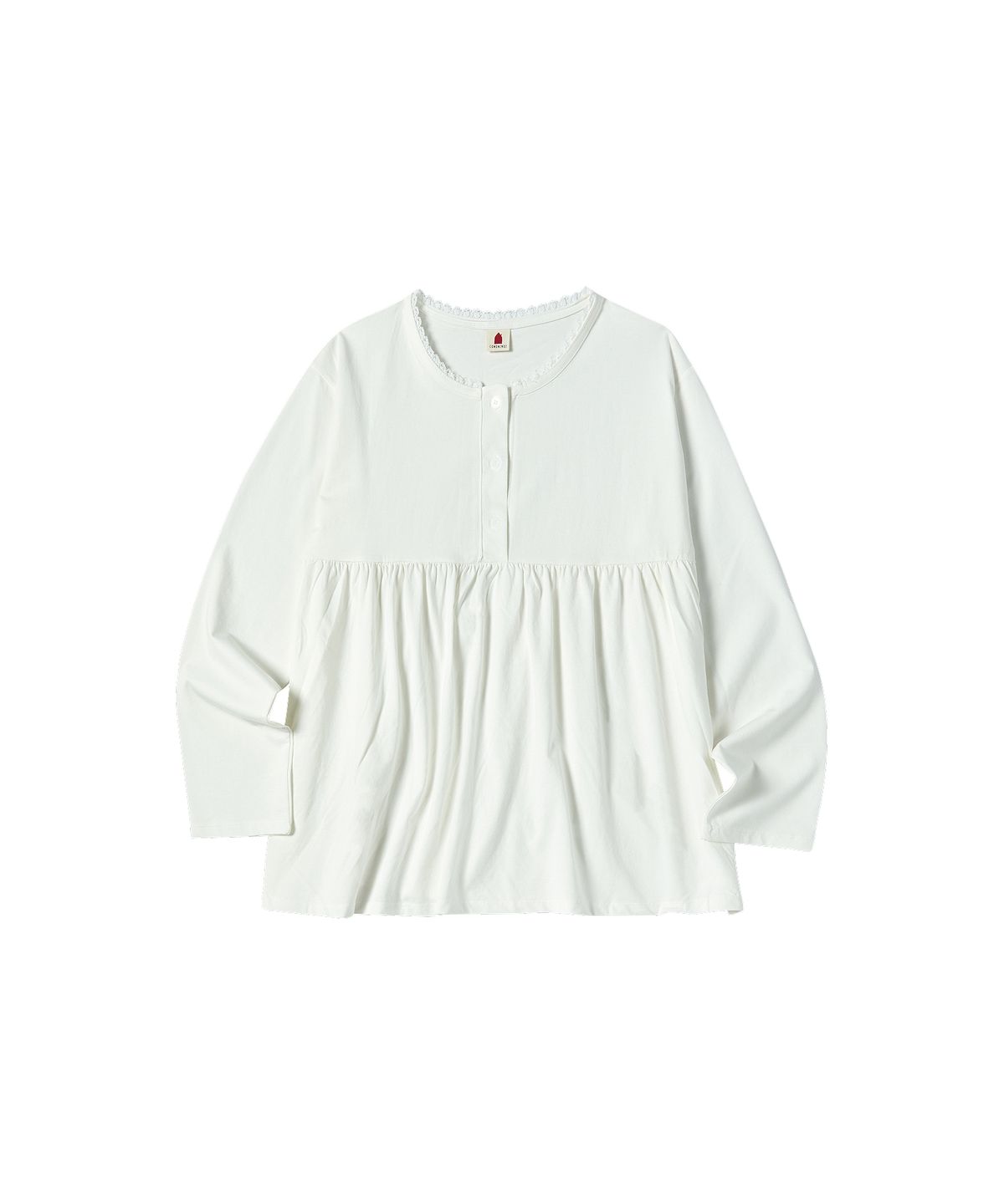 꼬모니노즈(COMONINOZ) HENRY NECCK FRILL T-SHIRT [IVORY]