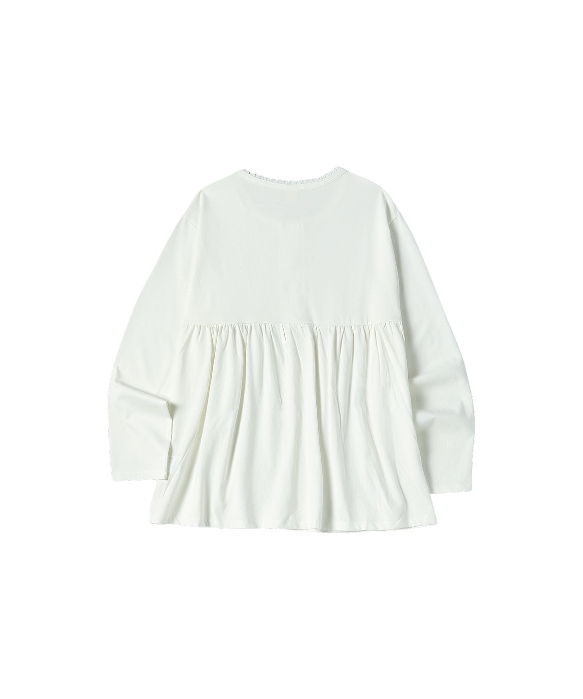꼬모니노즈(COMONINOZ) HENRY NECCK FRILL T-SHIRT [IVORY]
