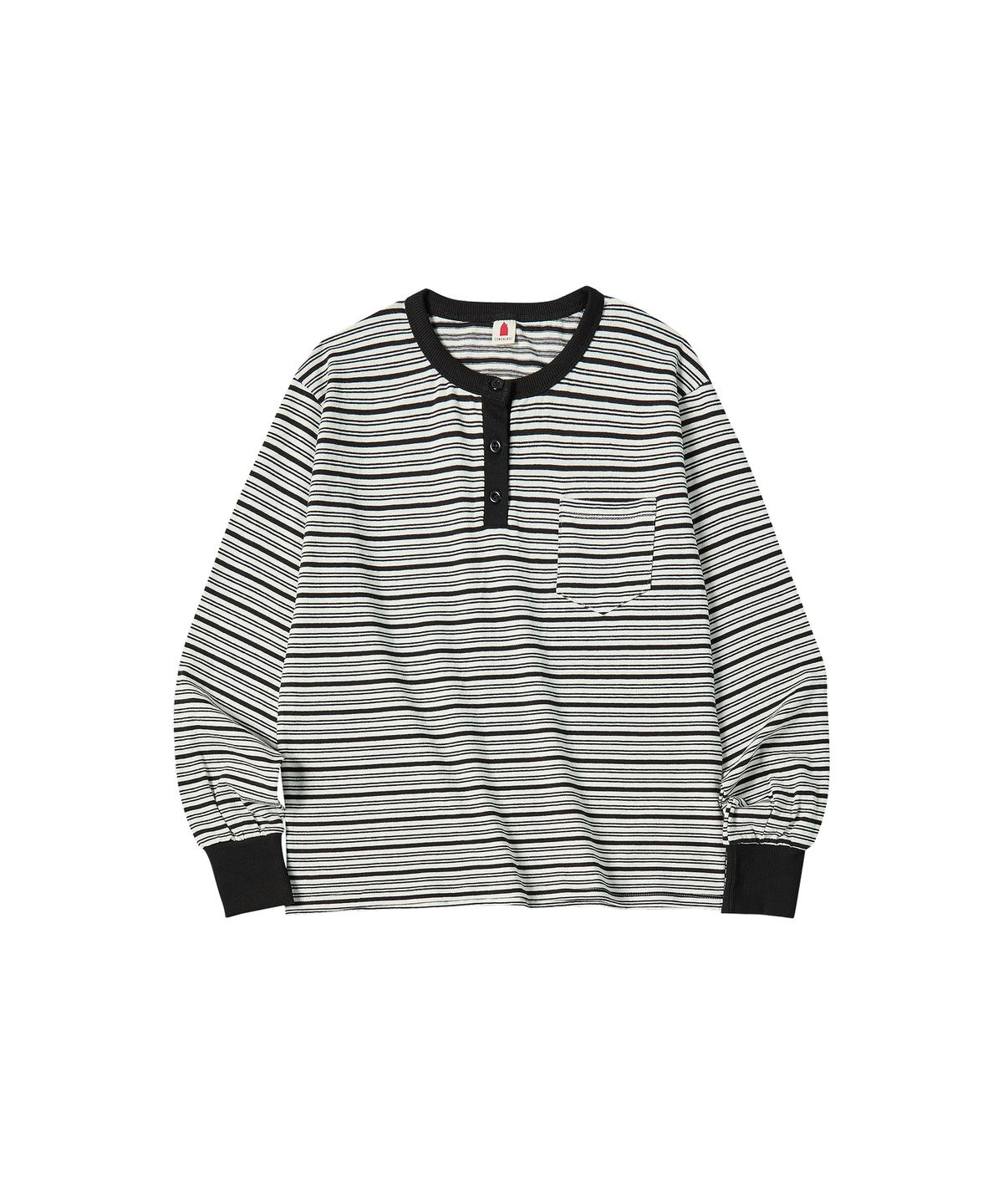꼬모니노즈(COMONINOZ) W MELLOW STRIPE T-SHIRT [BLACK]