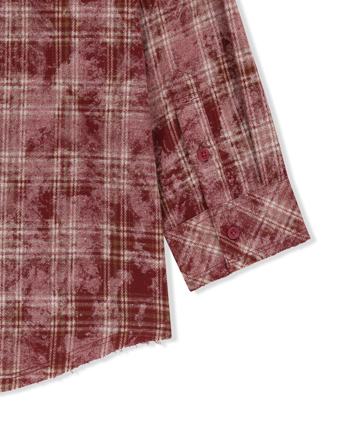 마뗑킴(MATIN KIM) RAW CUT CHECK HOODED SHIRT IN RED