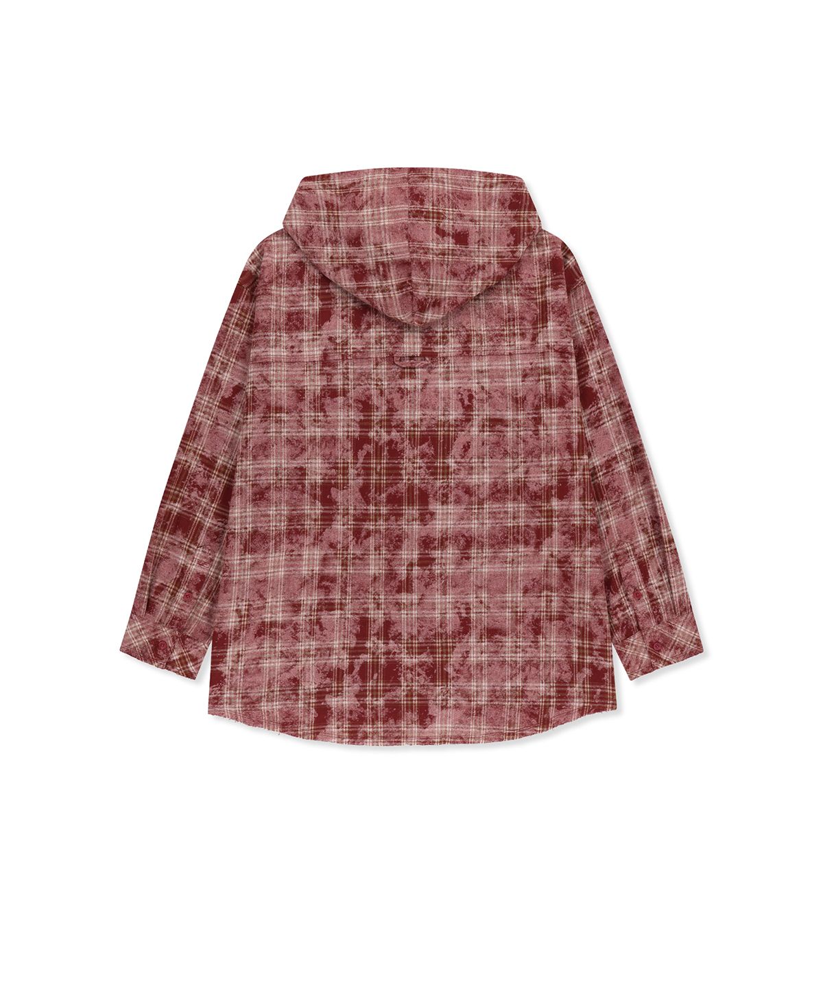 마뗑킴(MATIN KIM) RAW CUT CHECK HOODED SHIRT IN RED