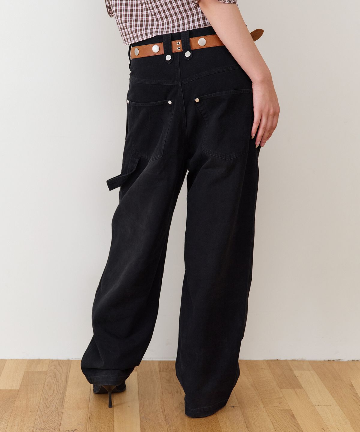 더바이닐하우스(THEVINYLHOUSE) DOUBLE POCKET LAP PANTS BLACK