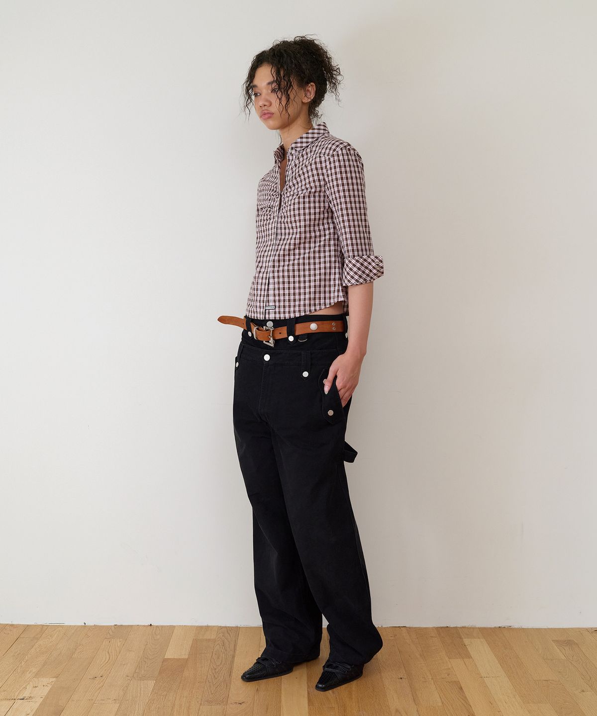 더바이닐하우스(THEVINYLHOUSE) DOUBLE POCKET LAP PANTS BLACK