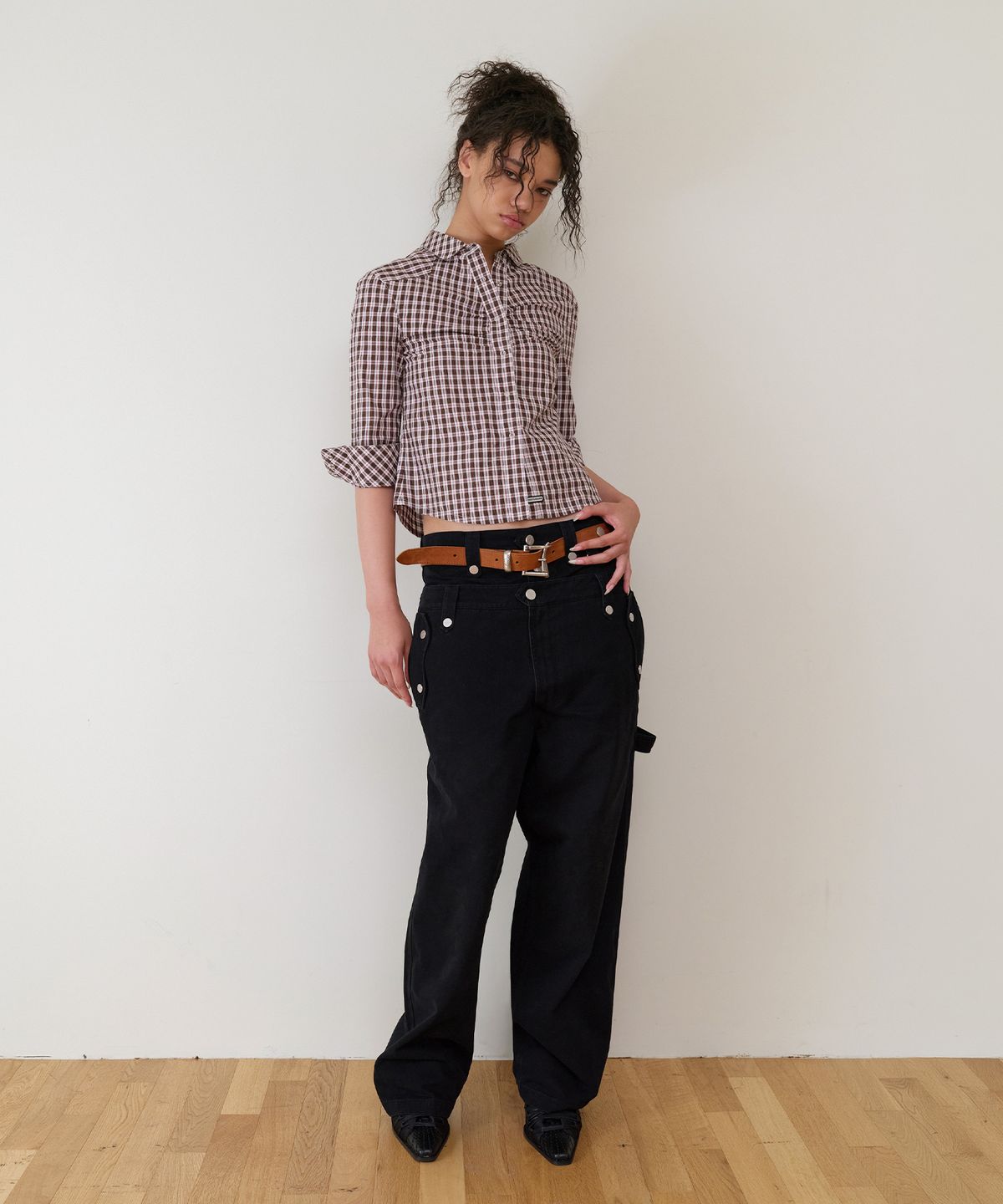 더바이닐하우스(THEVINYLHOUSE) DOUBLE POCKET LAP PANTS BLACK
