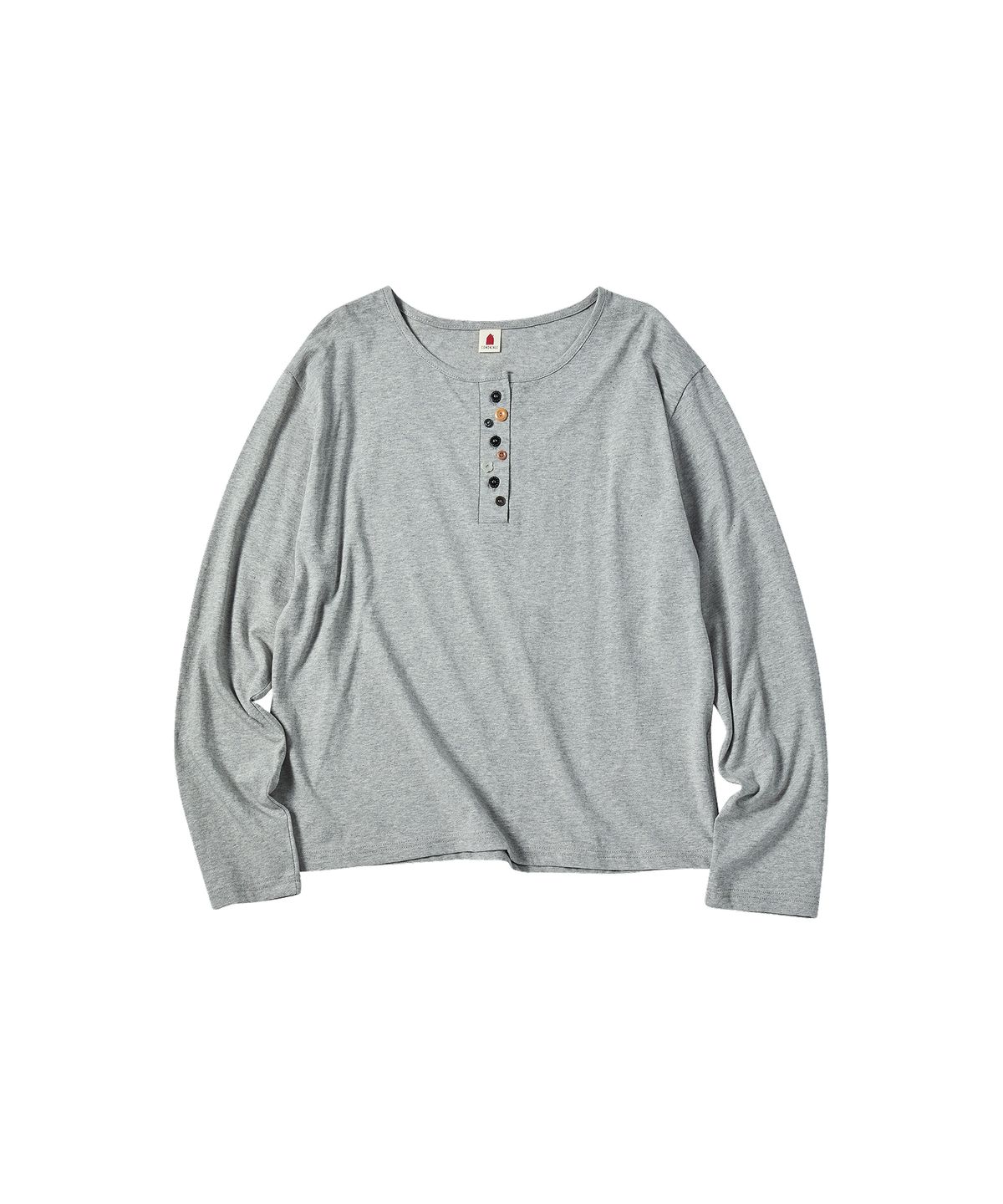 꼬모니노즈(COMONINOZ) W BUTTON POINT T-SHIRT [GRAY]