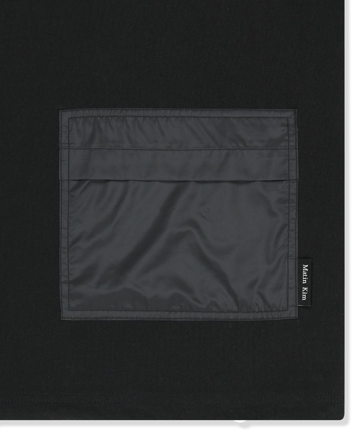 마뗑킴(MATIN KIM) COLOR BLOCK HOODY QUARTER ZIP UP IN BLACK