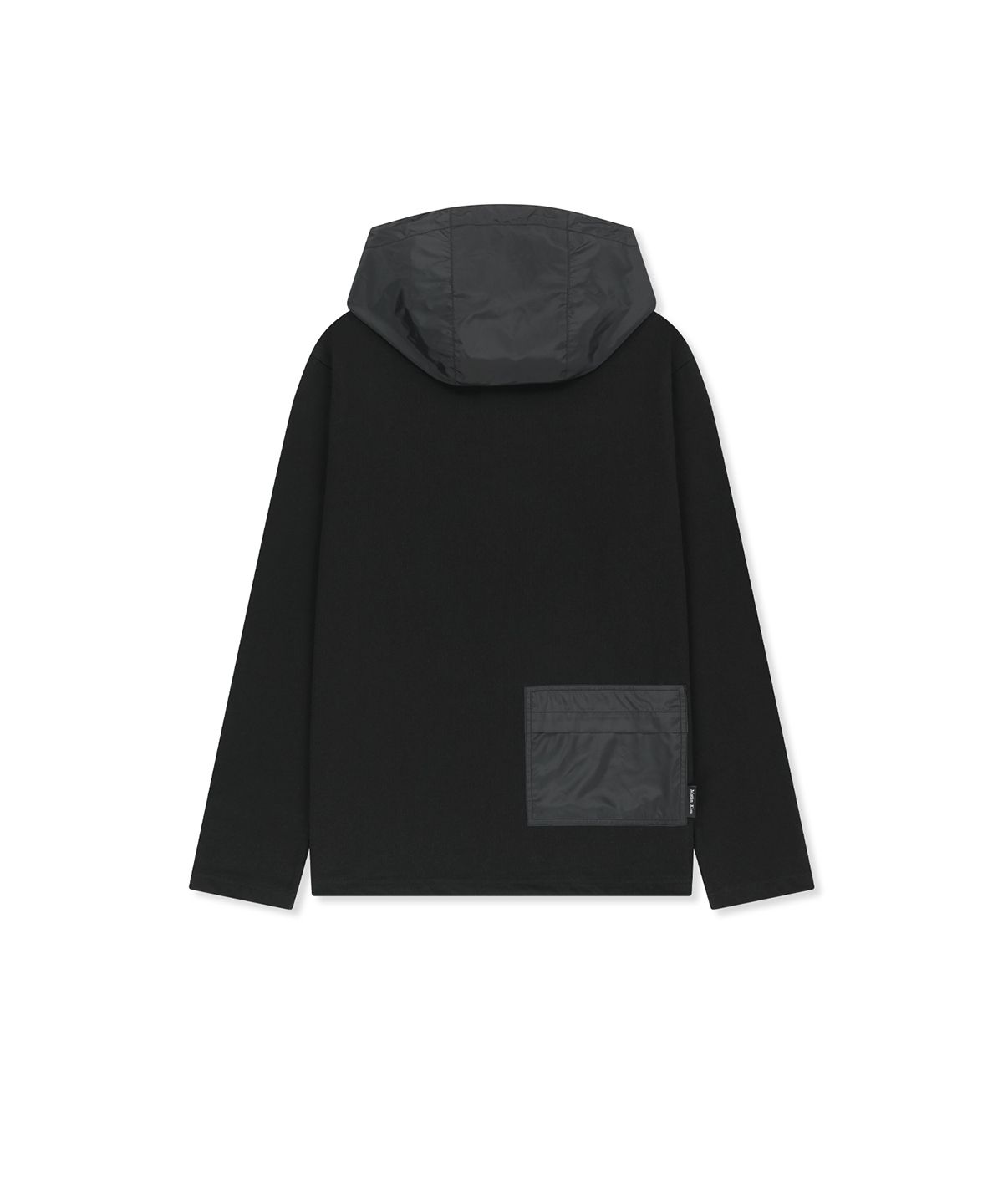 마뗑킴(MATIN KIM) COLOR BLOCK HOODY QUARTER ZIP UP IN BLACK