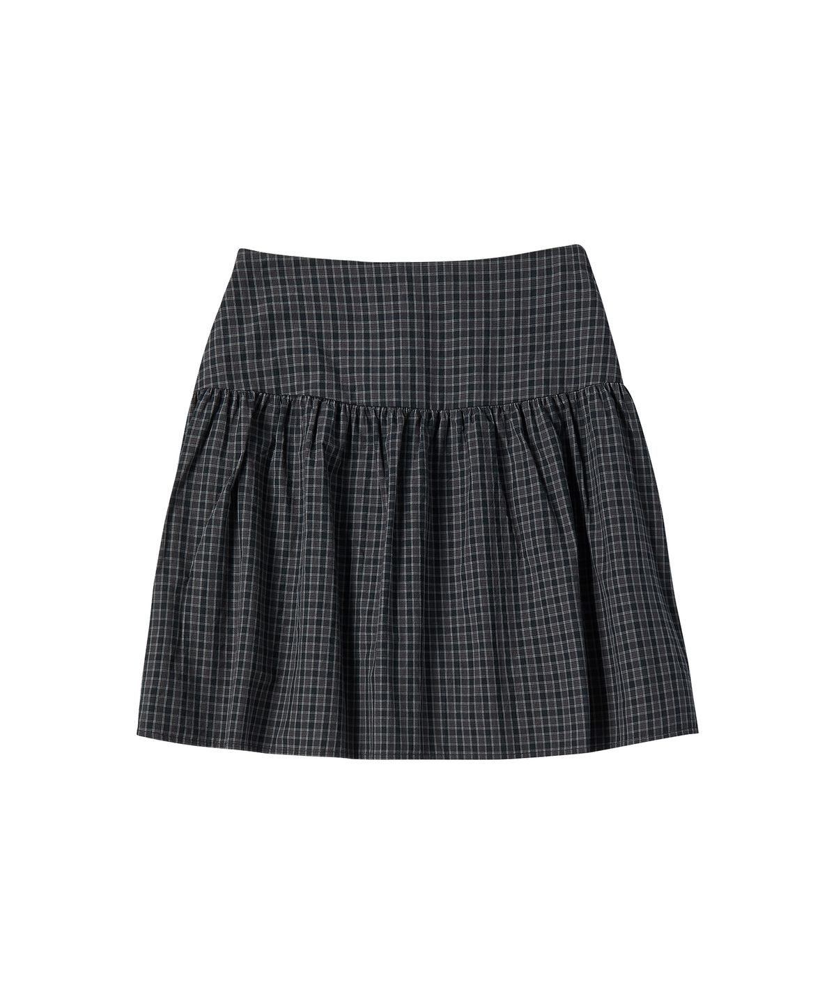 꼬모니노즈(COMONINOZ) W CHECK MINI SKIRT [NAVY]