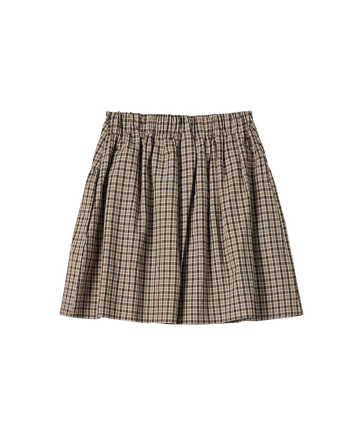 꼬모니노즈(COMONINOZ) W CHECK MINI SKIRT [BROWN]