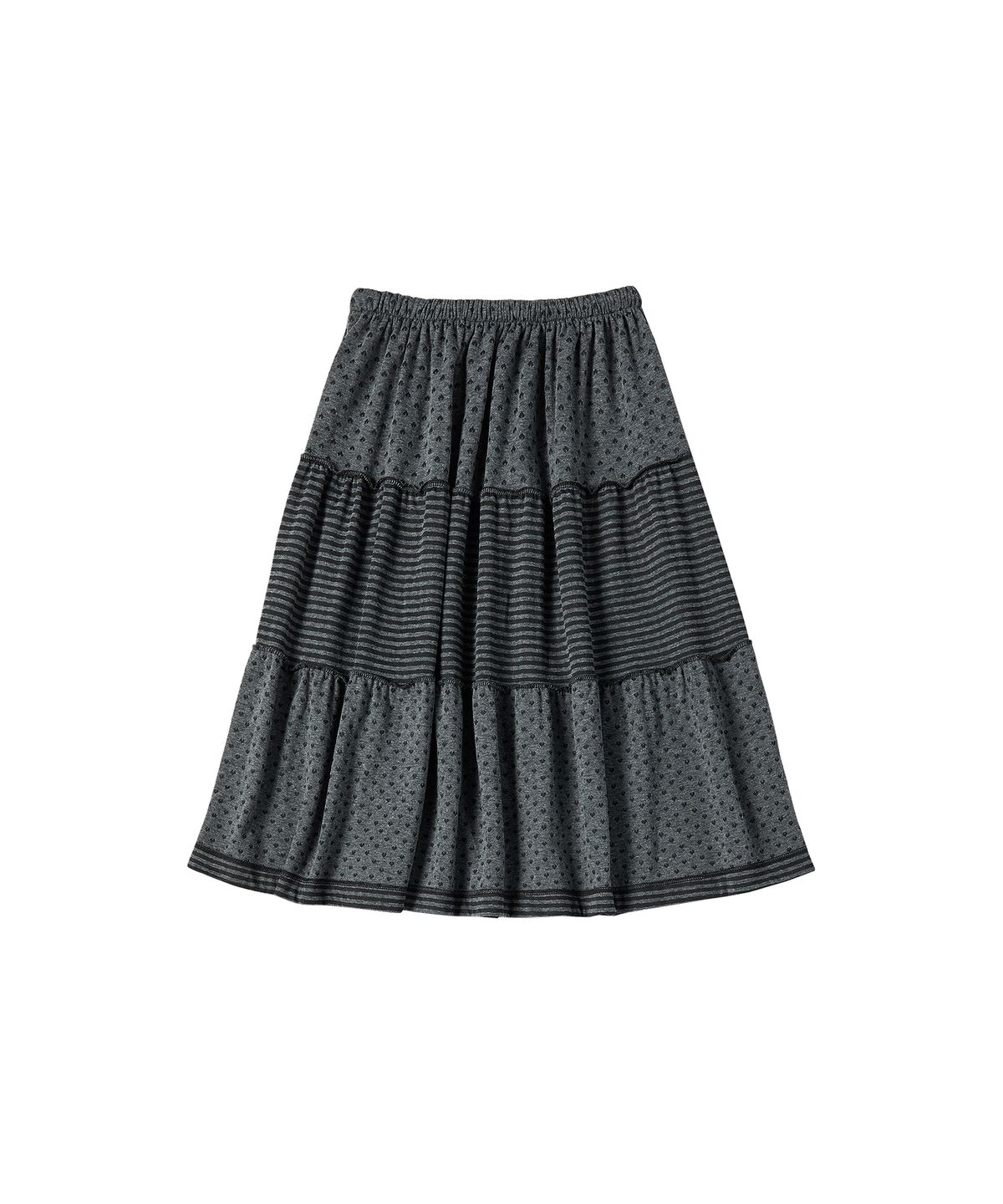 꼬모니노즈(COMONINOZ) W DOT STRIPE SKIRT [DEEP GRAY]