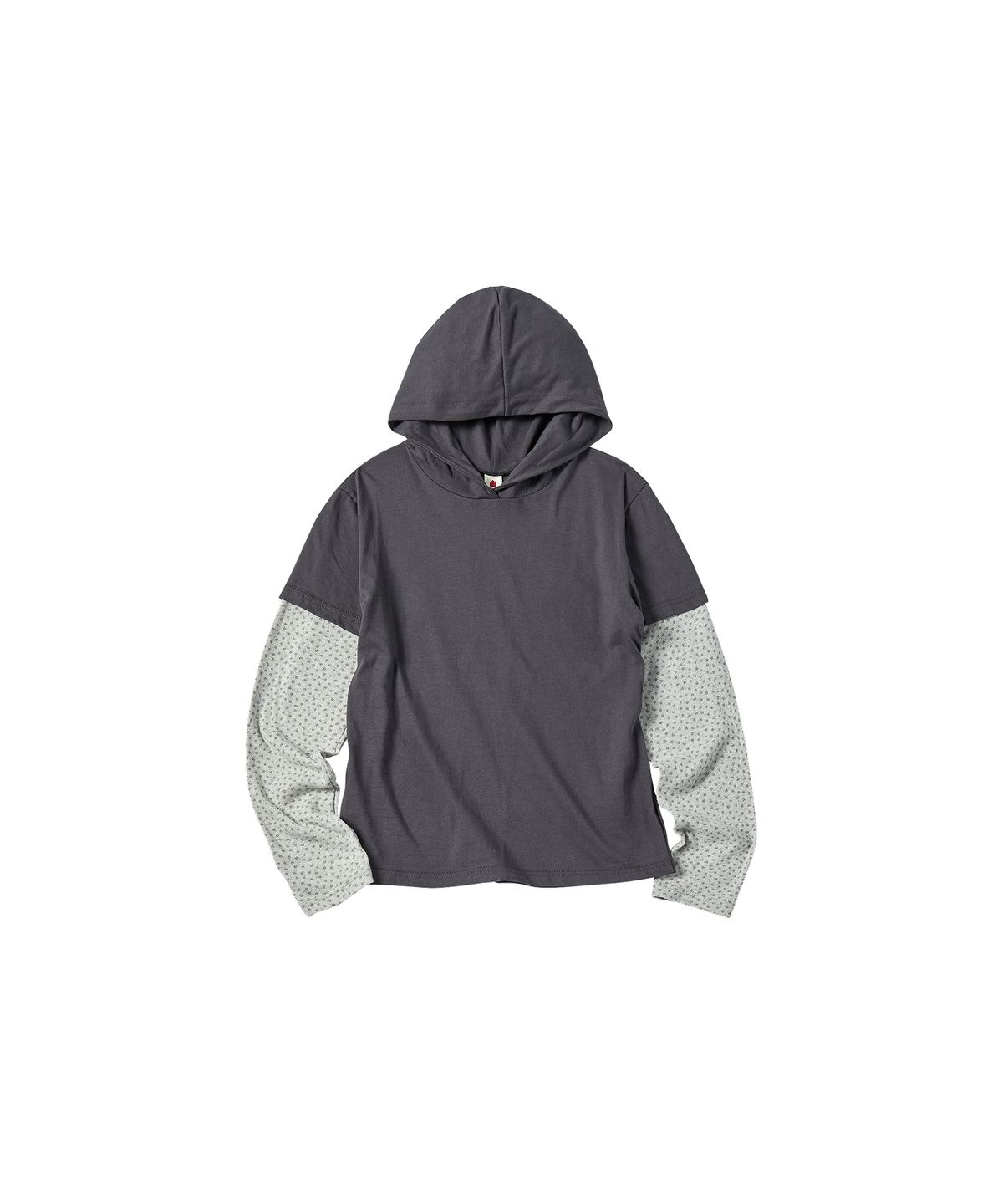 꼬모니노즈(COMONINOZ) W EYELET PRINT HOODIE T-SHIRT [DEEP GRAY]