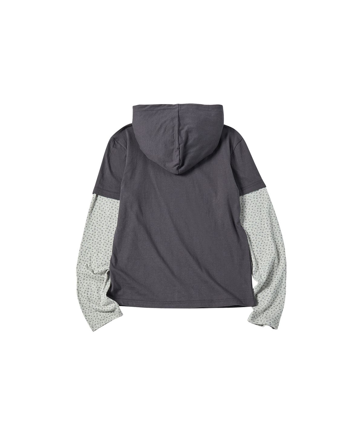 꼬모니노즈(COMONINOZ) W EYELET PRINT HOODIE T-SHIRT [DEEP GRAY]