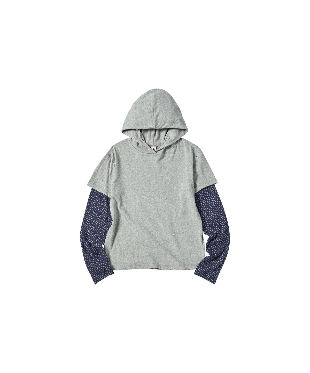꼬모니노즈(COMONINOZ) W EYELET PRINT HOODIE T-SHIRT [GRAY]