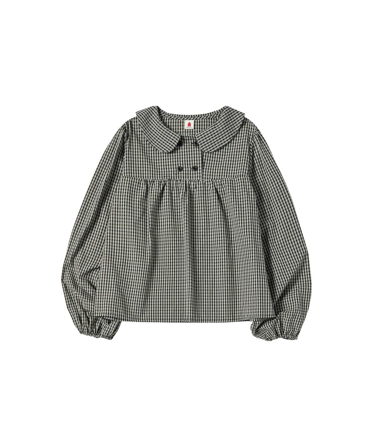 꼬모니노즈(COMONINOZ) W ROUND DOUBLE BLOUSE [BLACK]