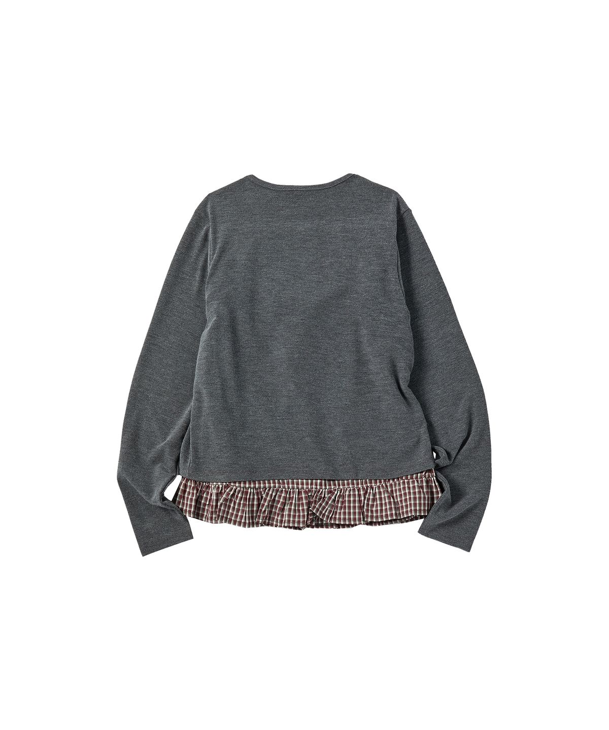 꼬모니노즈(COMONINOZ) W CHECK SOFT CARDIGAN [DEEP GRAY]