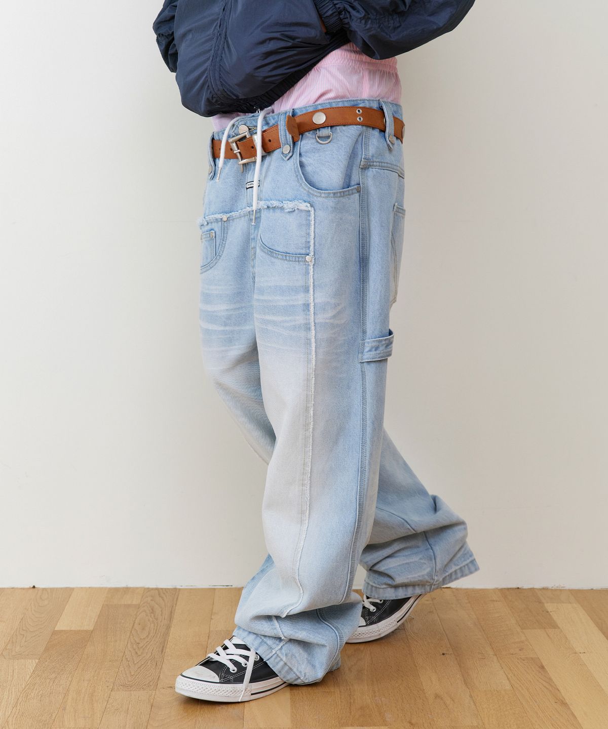더바이닐하우스(THEVINYLHOUSE) TRUNK LAYERED LOOSE PANTS LIGHT BLUE