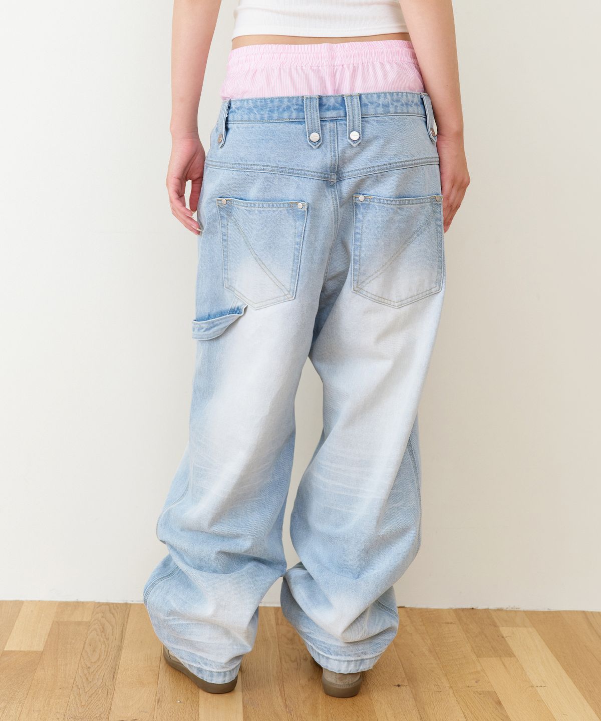 더바이닐하우스(THEVINYLHOUSE) TRUNK LAYERED LOOSE PANTS LIGHT BLUE