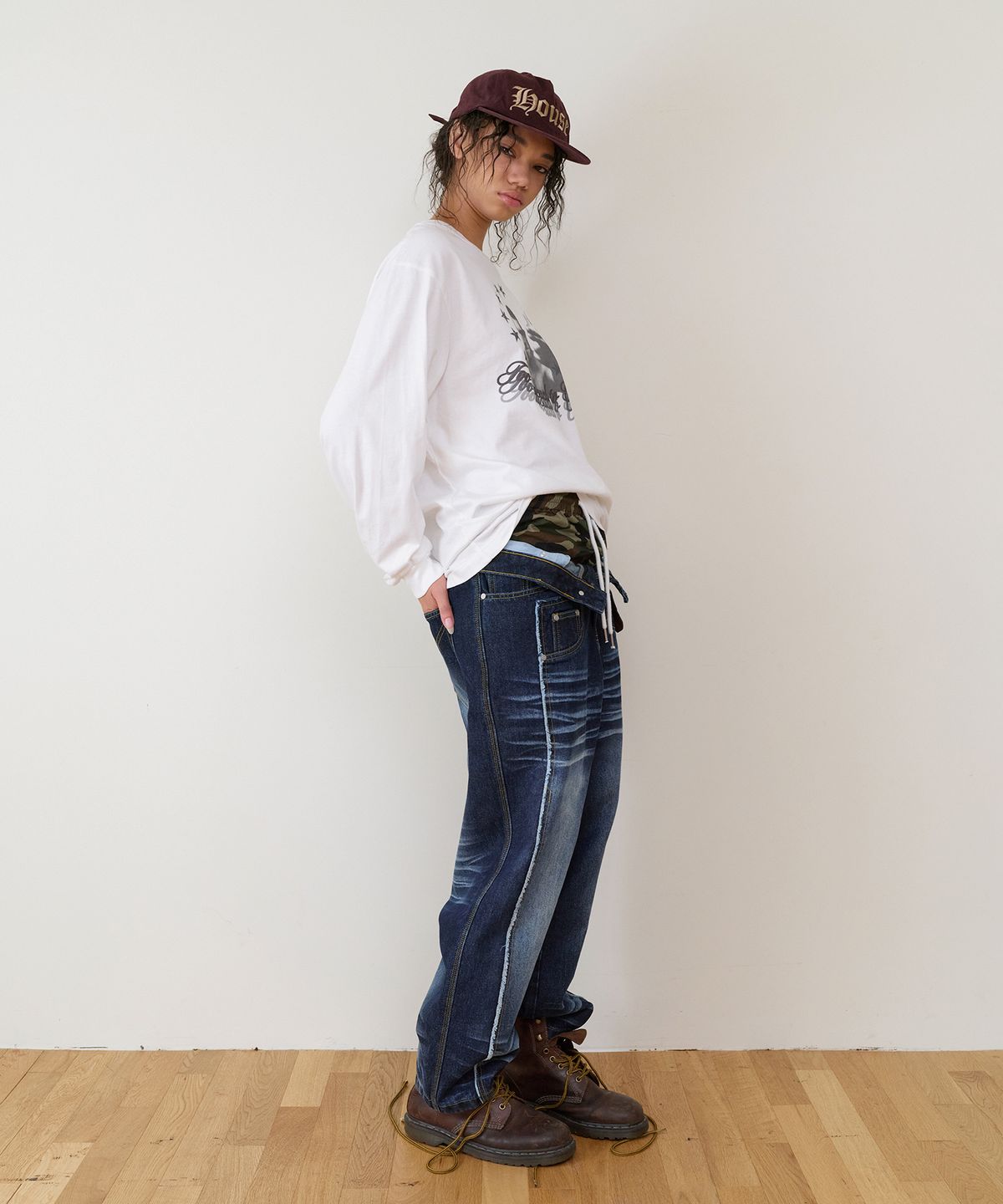 더바이닐하우스(THEVINYLHOUSE) TRUNK LAYERED LOOSE PANTS BLUE