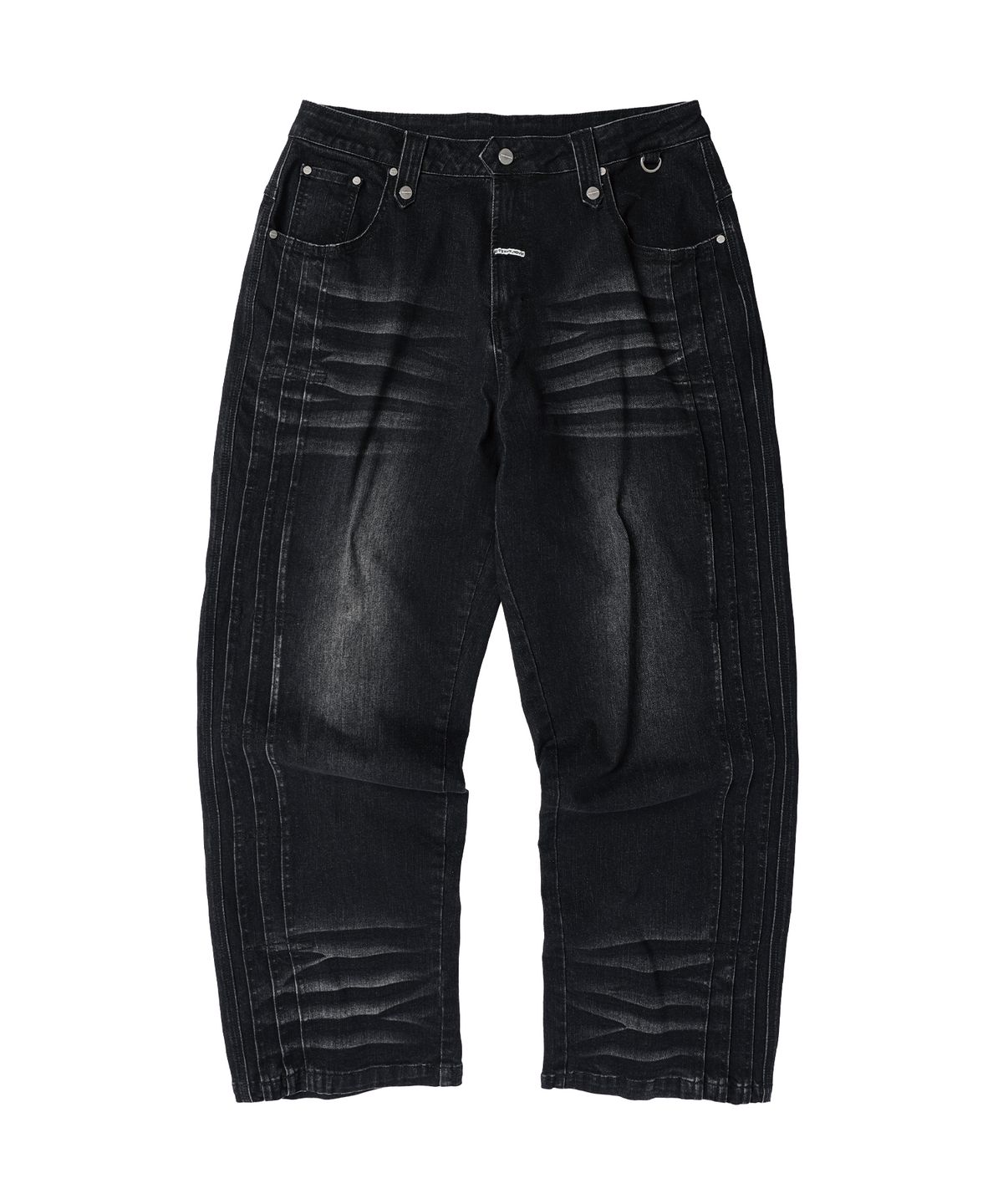 더바이닐하우스(THEVINYLHOUSE) PLEATED LINE DENIM PANTS BLACK