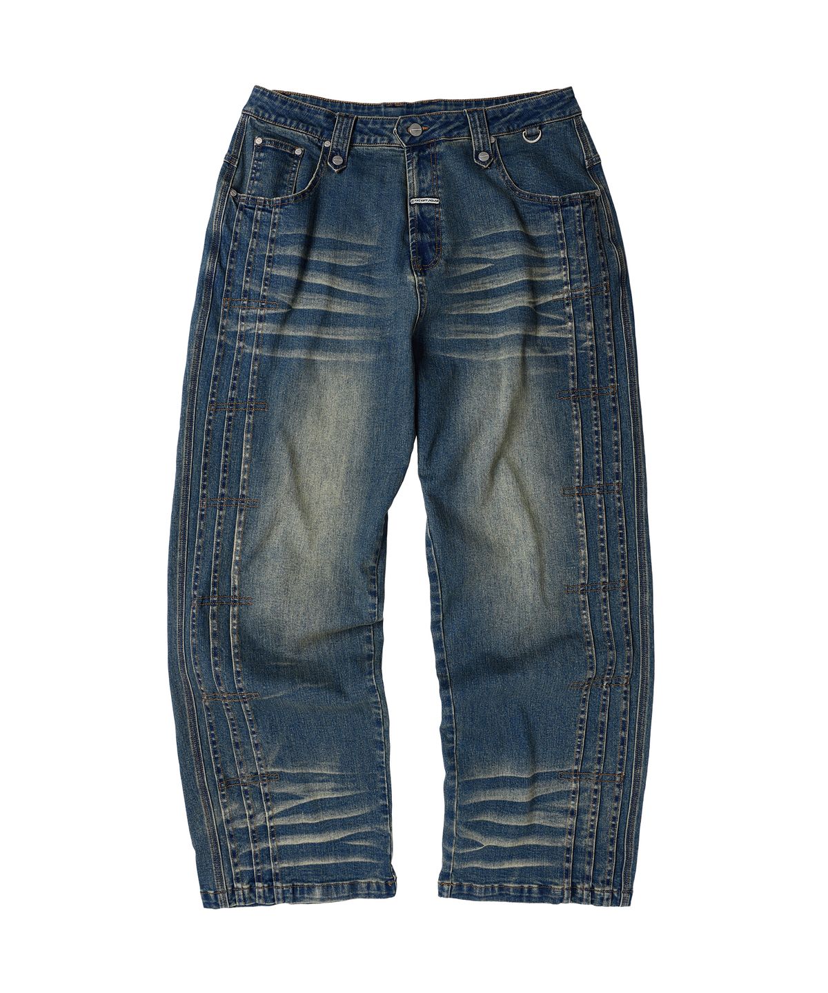 더바이닐하우스(THEVINYLHOUSE) PLEATED LINE DENIM PANTS BLUE