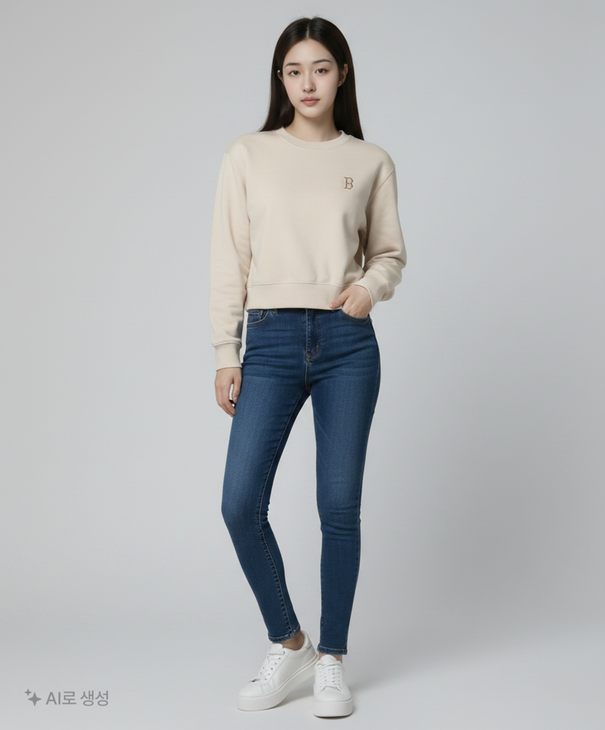 엠엘비(MLB) 여성 베이직 스몰로고 크롭 맨투맨 BOS (D.Cream) XS