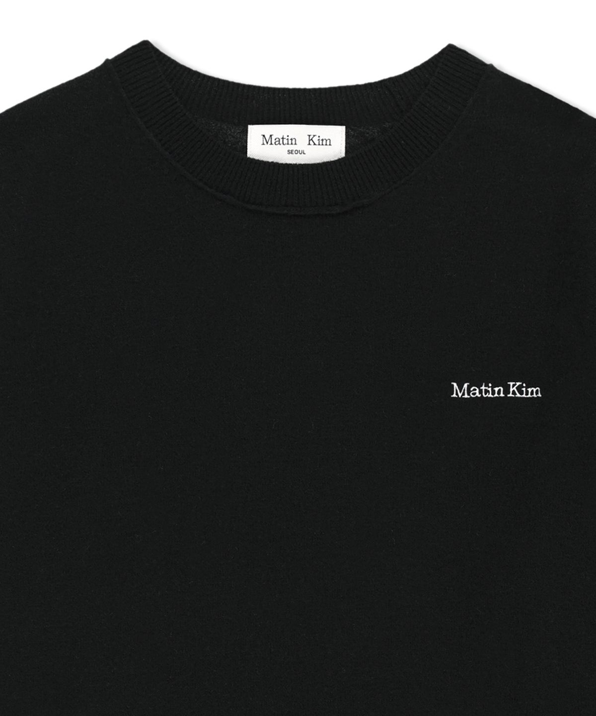 마뗑킴(MATIN KIM) CASHMERE BLENDED PANEL KNIT PULLOVER IN BLACK