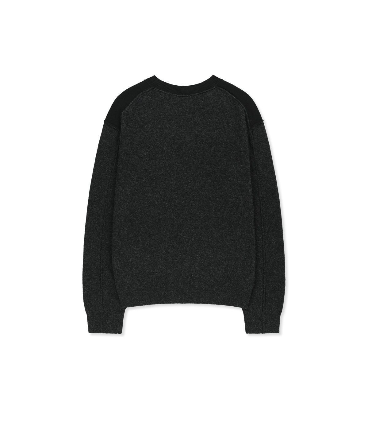 마뗑킴(MATIN KIM) CASHMERE BLENDED PANEL KNIT PULLOVER IN BLACK