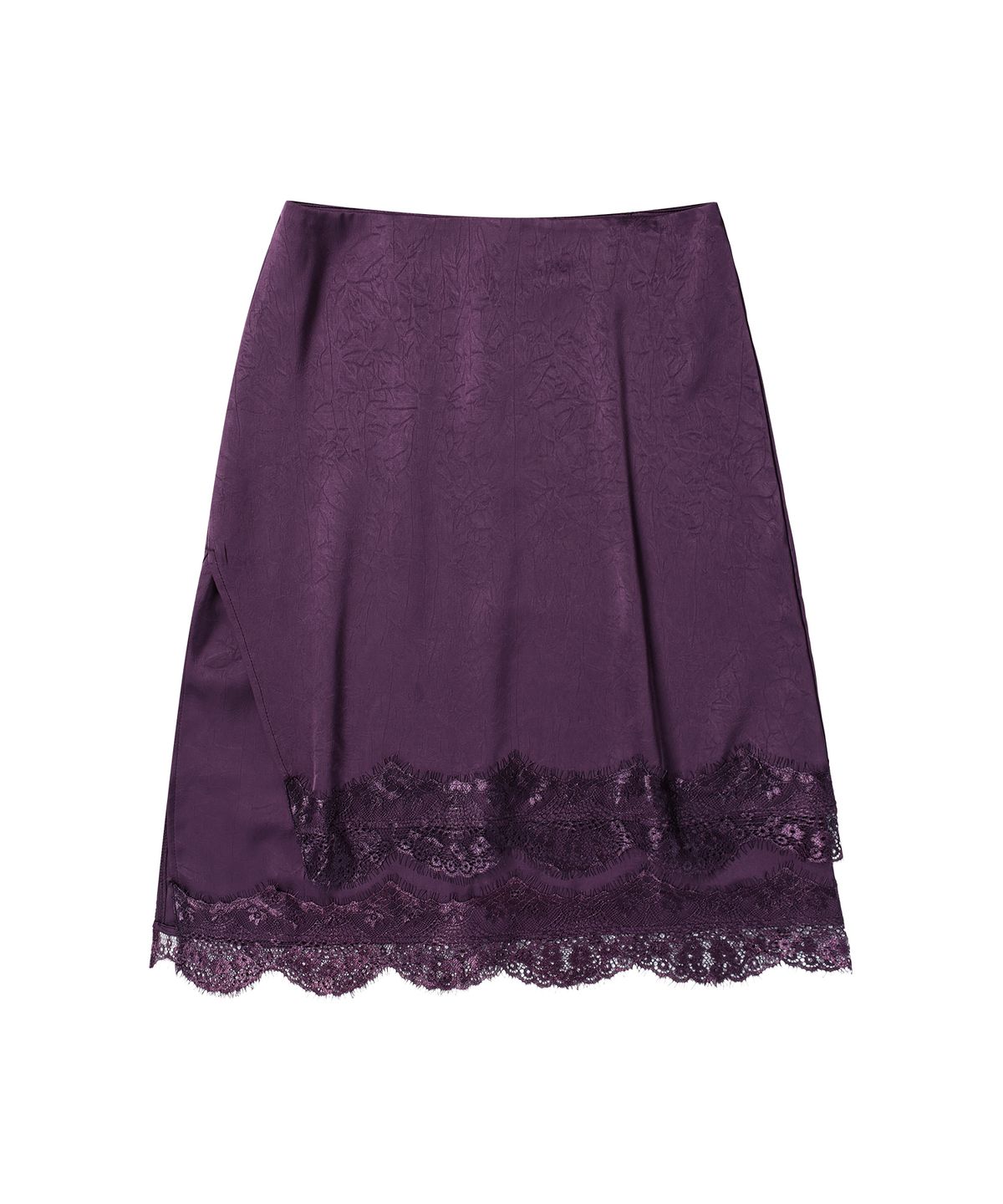 더바이닐하우스(THEVINYLHOUSE) FEMININE SLIT LACE SKIRT(W) PURPLE