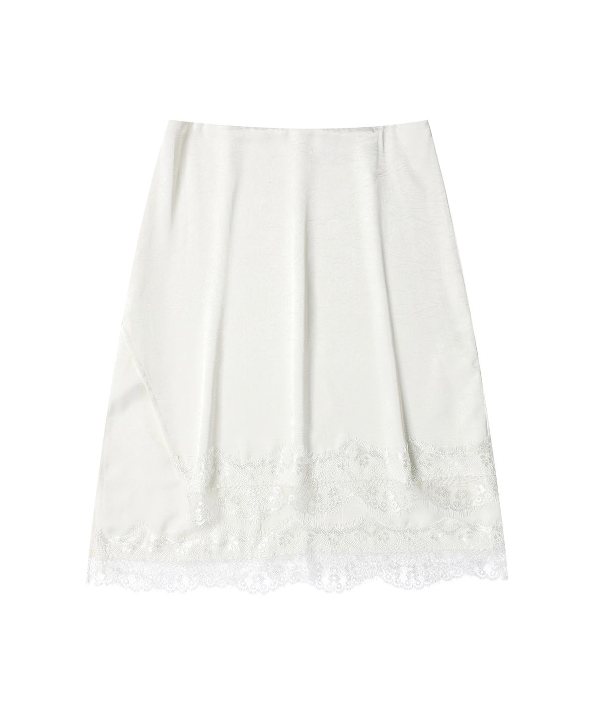 더바이닐하우스(THEVINYLHOUSE) FEMININE SLIT LACE SKIRT(W) WHITE