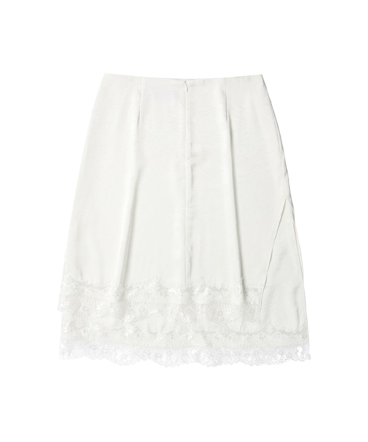 더바이닐하우스(THEVINYLHOUSE) FEMININE SLIT LACE SKIRT(W) WHITE