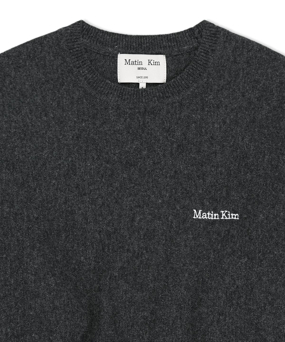 마뗑킴(MATIN KIM) WRAP TIE KNIT PULLOVER IN CHARCOAL