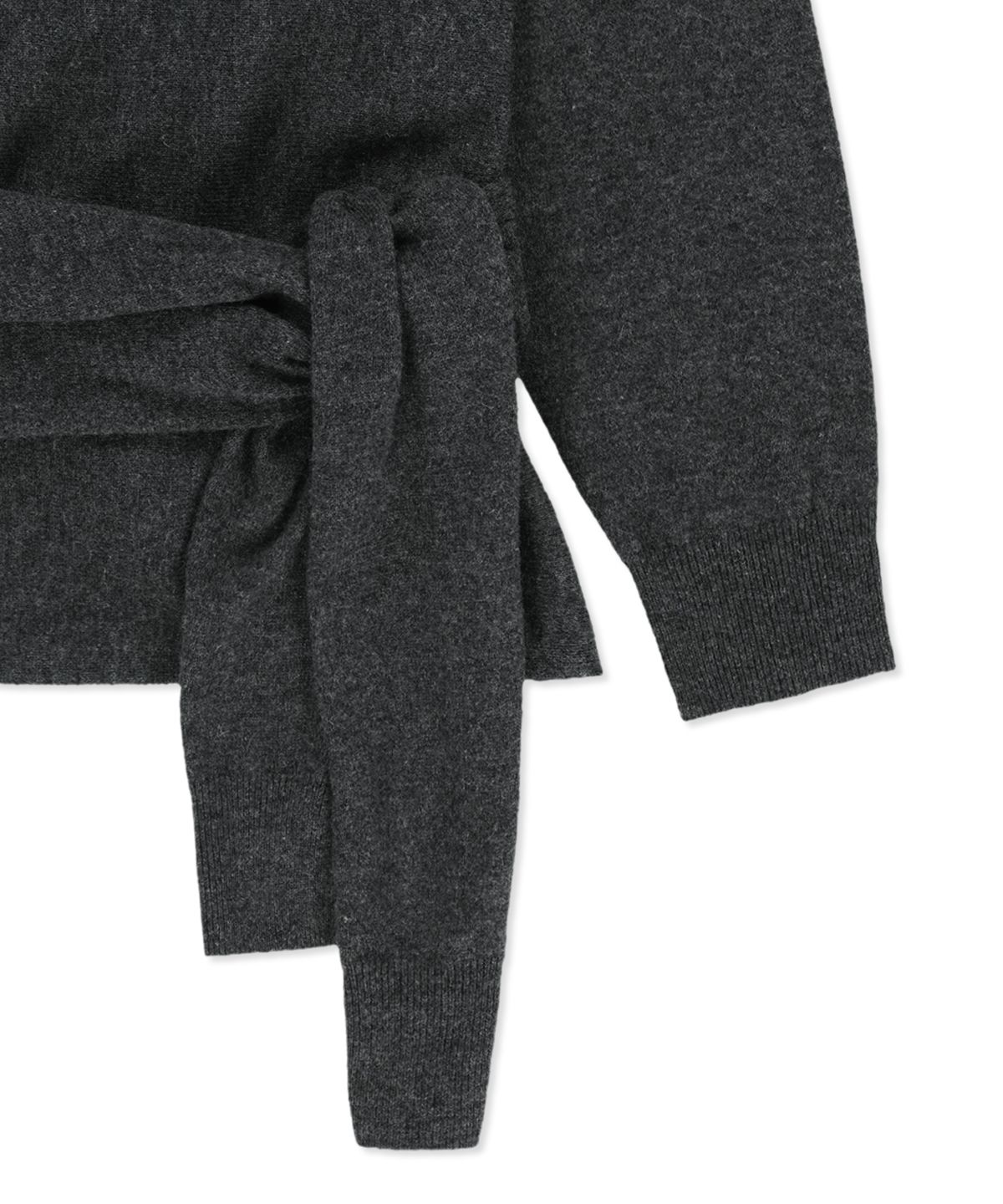 마뗑킴(MATIN KIM) WRAP TIE KNIT PULLOVER IN CHARCOAL