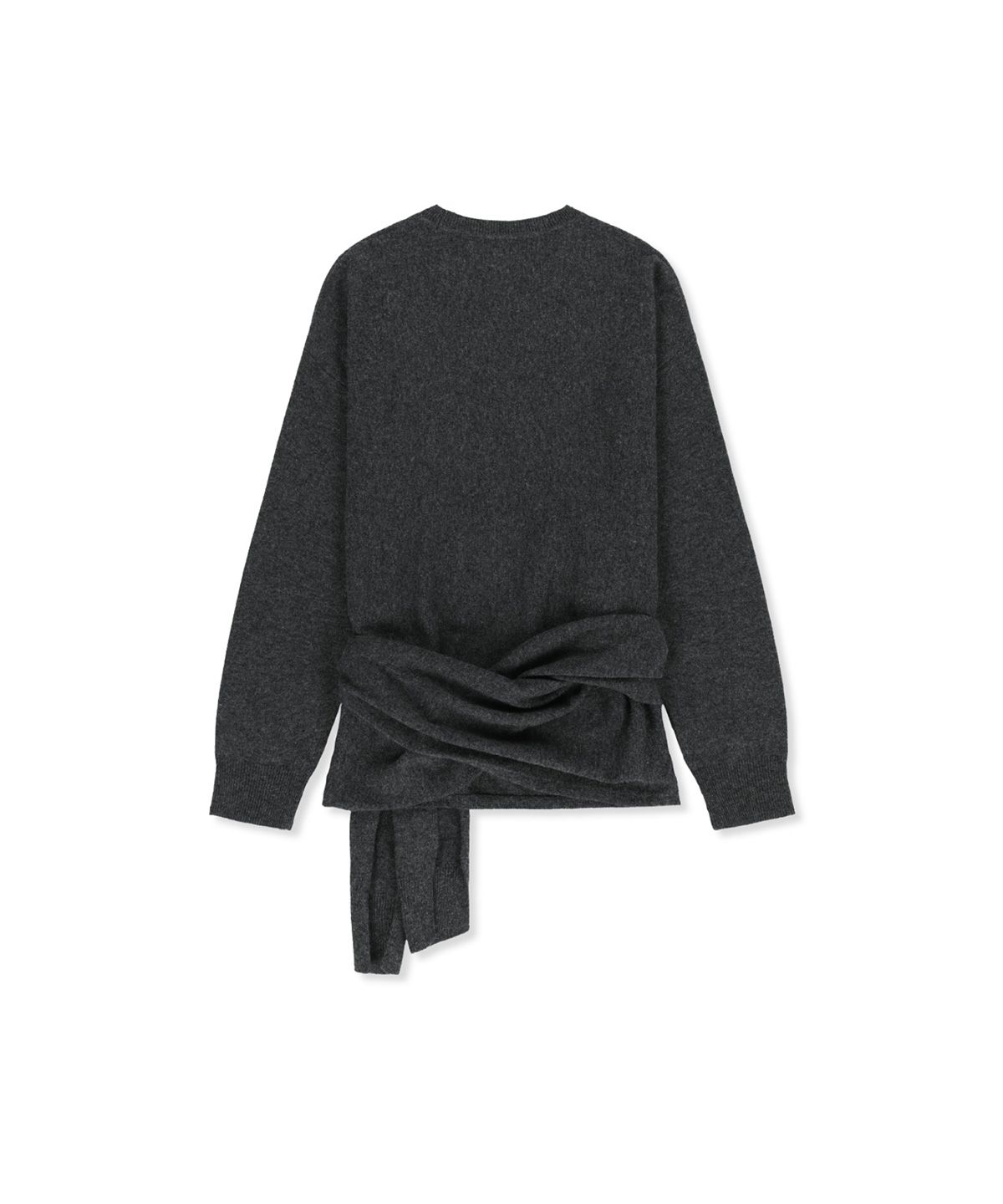 마뗑킴(MATIN KIM) WRAP TIE KNIT PULLOVER IN CHARCOAL