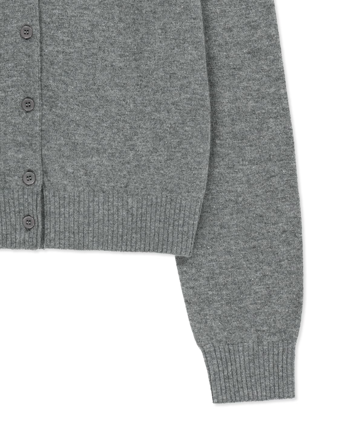 마뗑킴(MATIN KIM) CASHMERE BLENDED CUTLINE ROUND CARDIGAN IN GREY