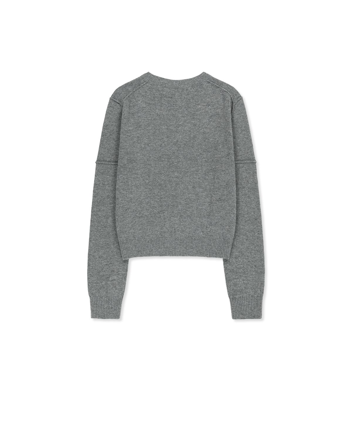 마뗑킴(MATIN KIM) CASHMERE BLENDED CUTLINE ROUND CARDIGAN IN GREY