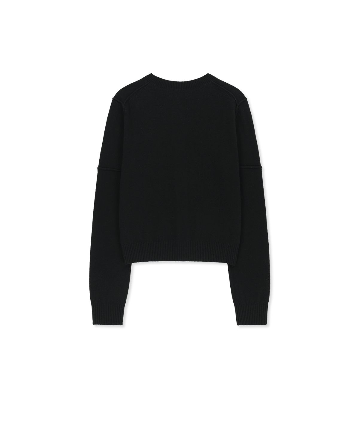 마뗑킴(MATIN KIM) CASHMERE BLENDED CUTLINE ROUND CARDIGAN IN BLACK