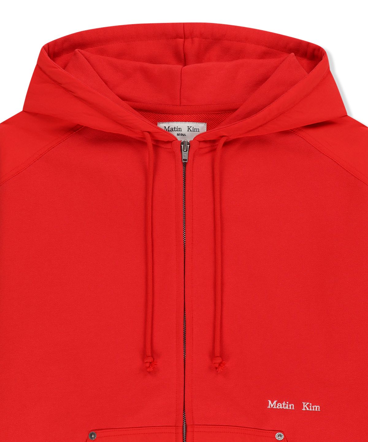 마뗑킴(MATIN KIM) COLOR BLOCK HOODY ZIP UP IN RED