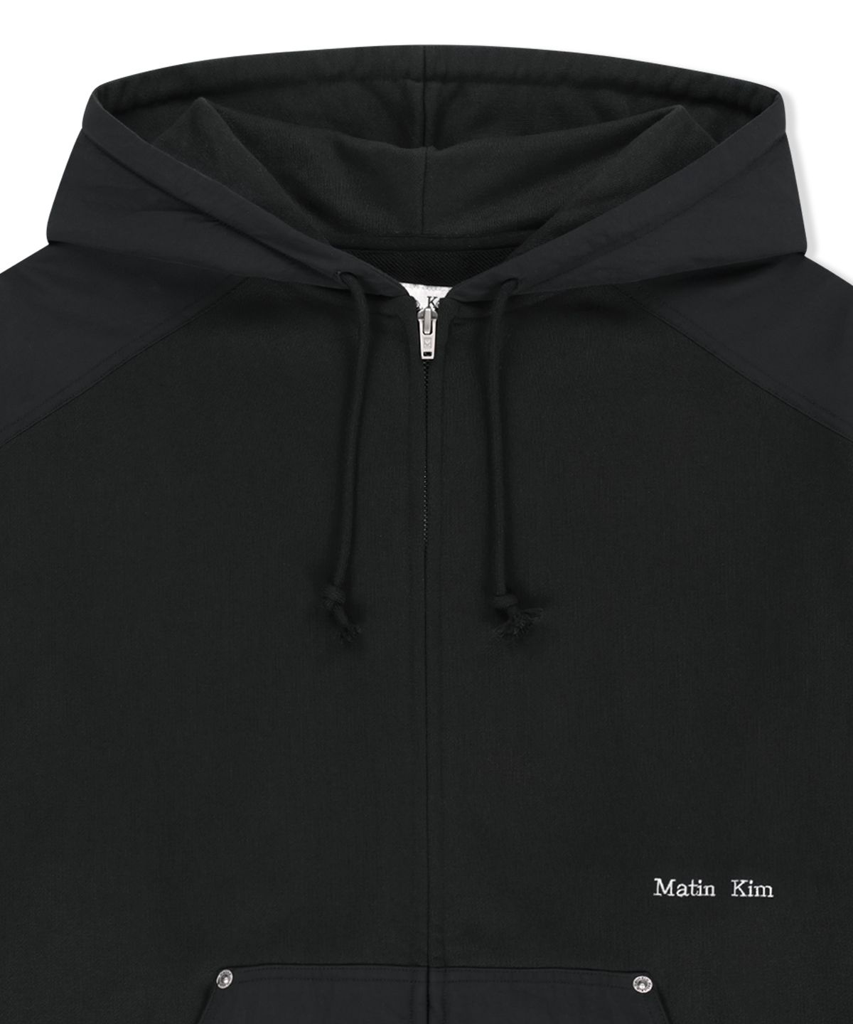 마뗑킴(MATIN KIM) COLOR BLOCK HOODY ZIP UP IN CHARCOAL