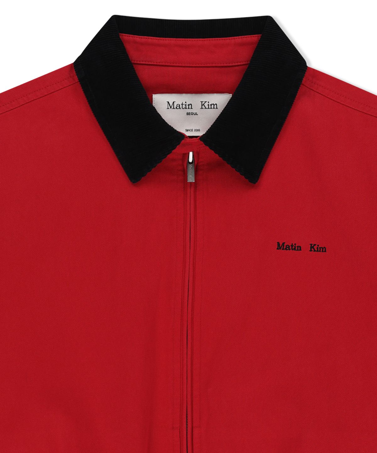 마뗑킴(MATIN KIM) CORDUROY CONTRAST TRIM BLOUSON JUMPER IN RED