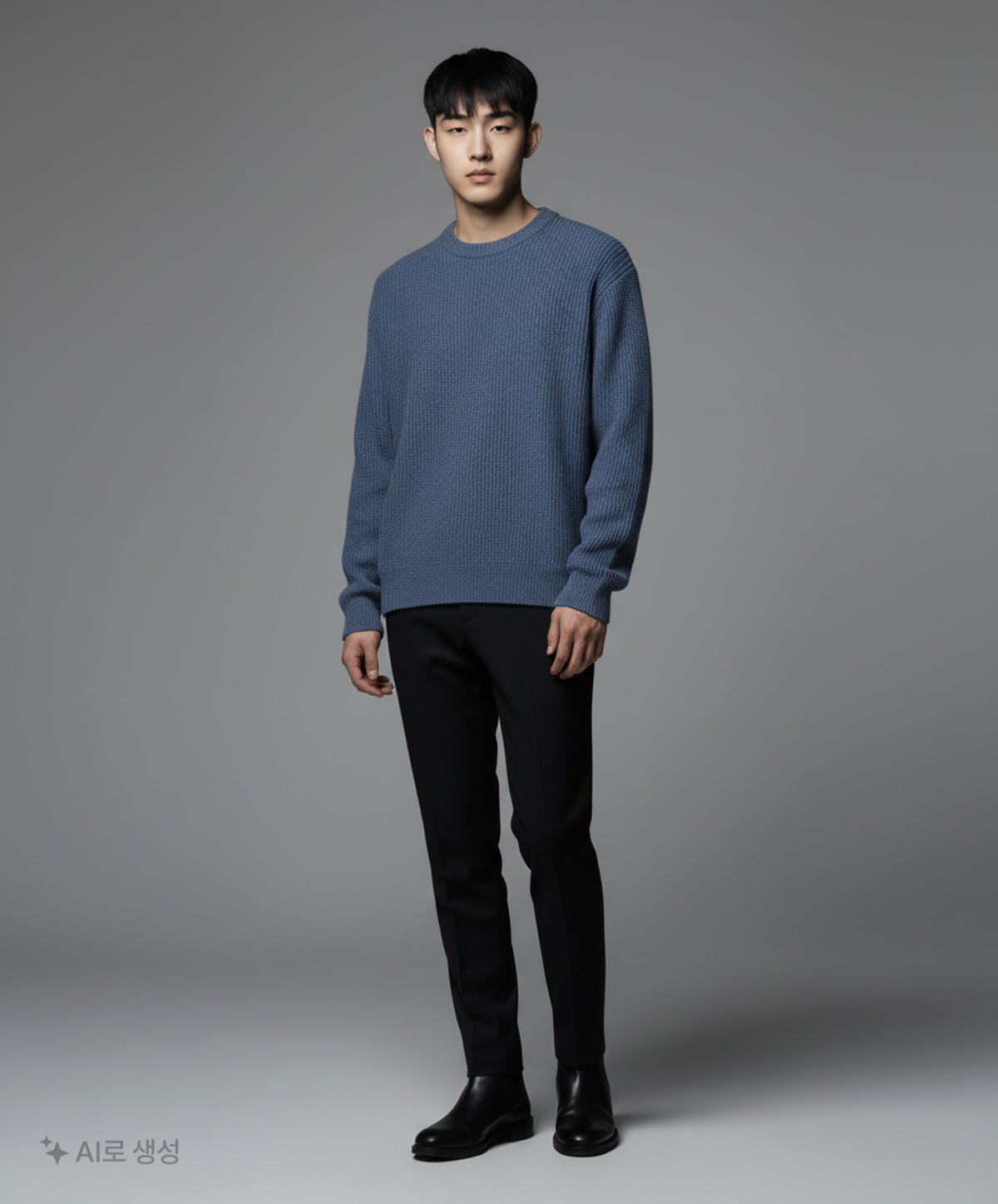 테이크이지(TAKEASY) 램스울 크루넥 오버 니트 (스카이블루) L