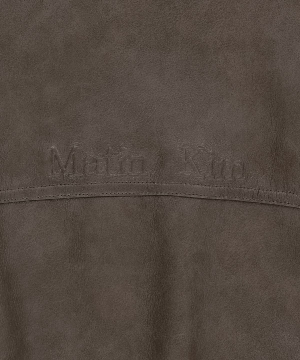 마뗑킴(MATIN KIM) FAUX LEATHER RIB COLLAR BLOUSON FOR MEN IN BROWN