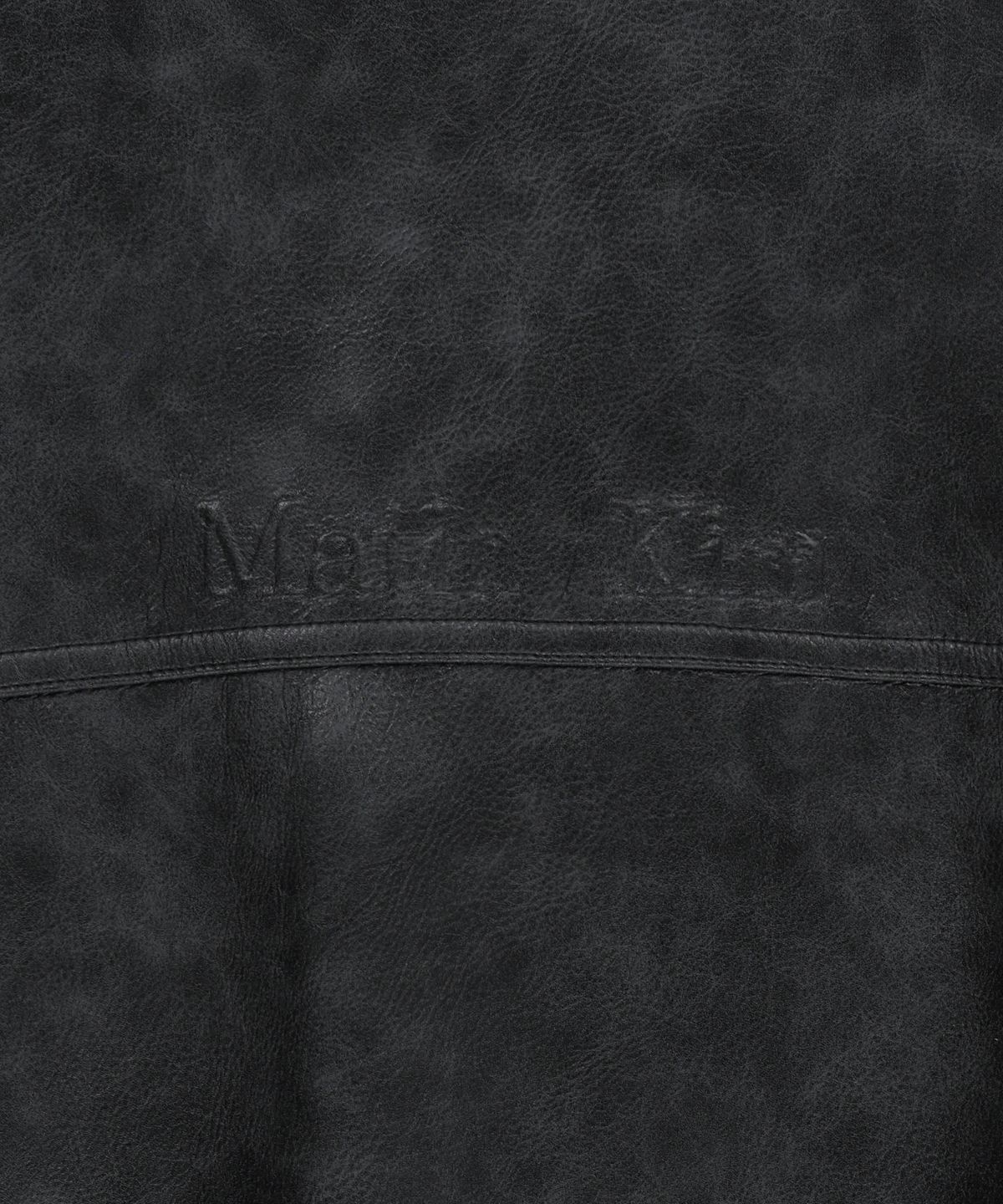 마뗑킴(MATIN KIM) FAUX LEATHER RIB COLLAR BLOUSON FOR MEN IN BLACK